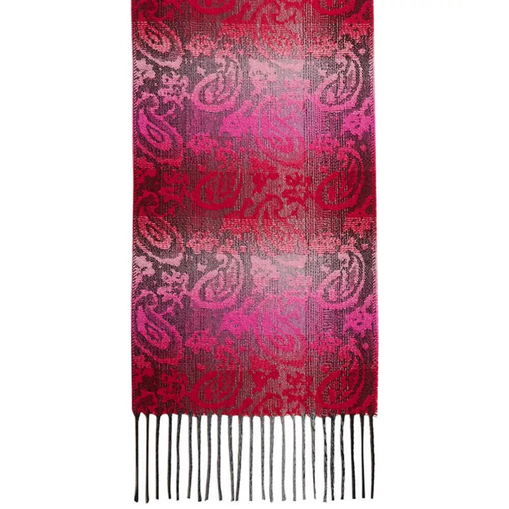 Steve Madden Womens One Size Ombre Paisley Muffler Scarf Magenta - Picture 2 of 4